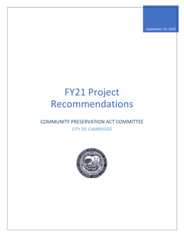 FY21 Project Recommendations Book