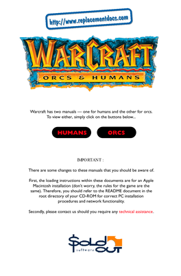 Warcraft: Orcs & Humans Manual