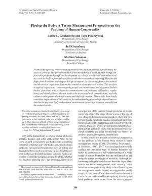 Fleeing the Body: a Terror Management Perspective on the Problem of Human Corporeality