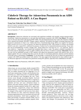 Cidofovir Therapy for Adenovirus Pneumonia in an AIDS Patient on HAART: a Case Report