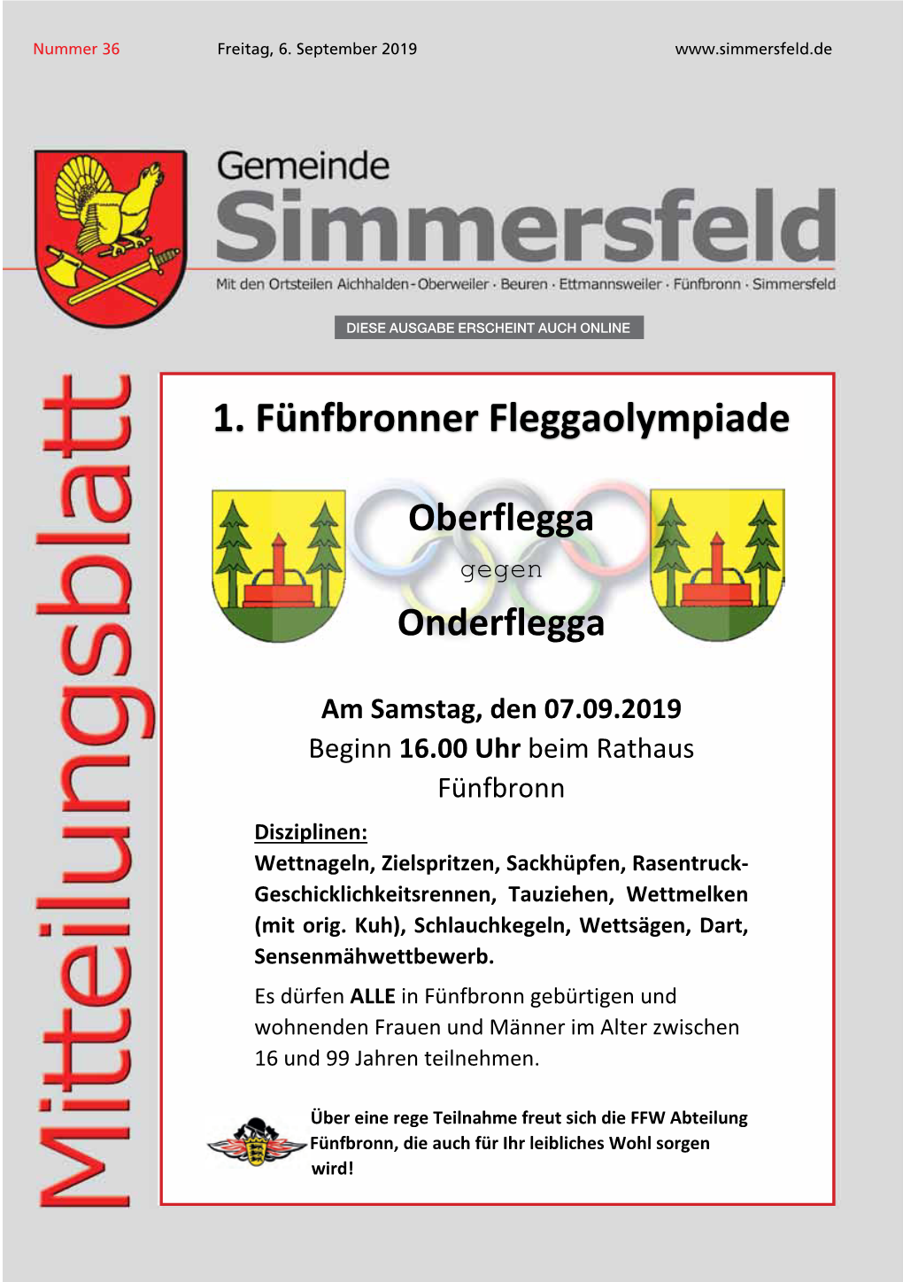 Mitteilungsblatt Vom 05.09.2019 KW 36