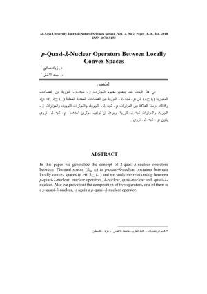 P-Quasi-Λ-Nuclear Operators Between Locally Convex Spaces * ﺩ