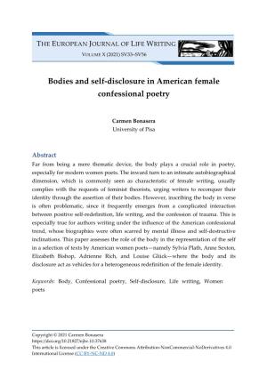 Bodies and Self-Disclosure in American Female Confessional Poetry