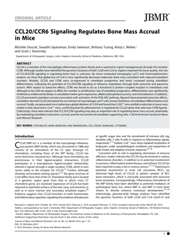 CCL20/CCR6 Signaling Regulates Bone Mass Accrual in Mice