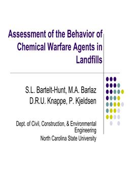 Assessment of the Behavior of Chemical Warfare Agents in Landfills