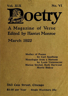 A Magazine of Verse Edited by Harriet Monroe March 1922
