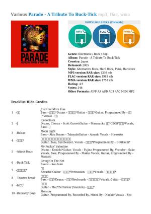 Various Parade - a Tribute to Buck-Tick Mp3, Flac, Wma