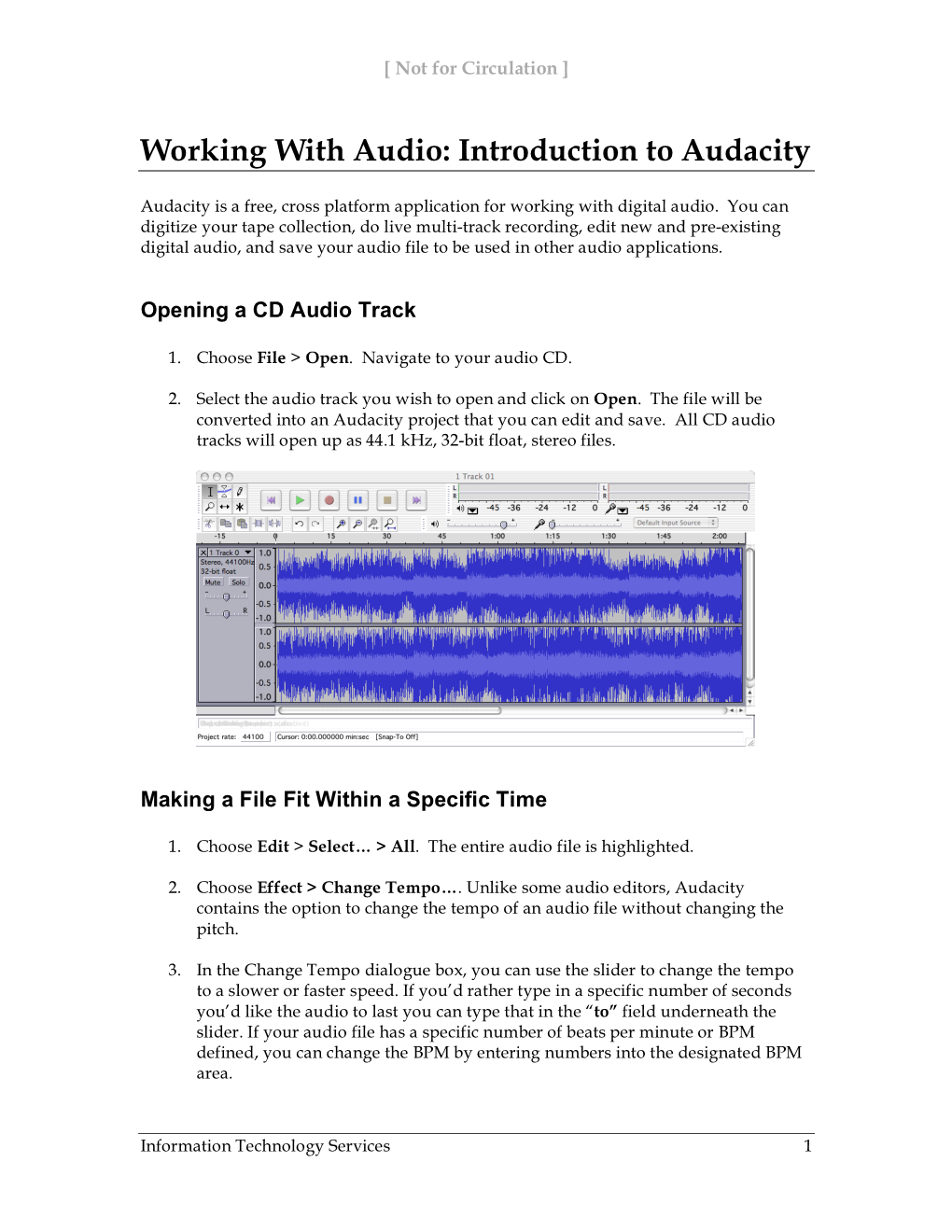 Working with Audio: Introduction to Audacity