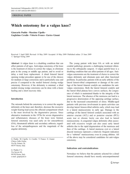 Which Osteotomy for a Valgus Knee?