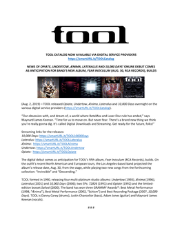 Tool Catalog Now Available Via Digital Service Providers