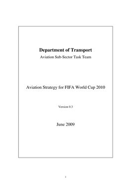 Aviation Strategy for FIFA World Cup 2010