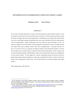 Determinants of Borrowing Limits on Credit Cards∗