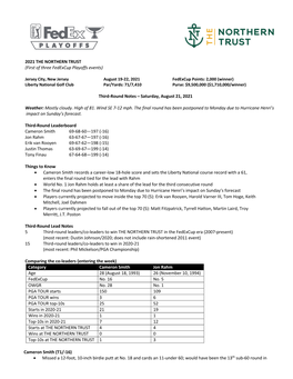 2021 the NORTHERN TRUST (First of Three Fedexcup Playoffs Events)