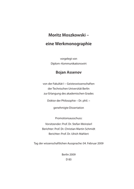Moritz Moszkowski – Eine Werkmonographie