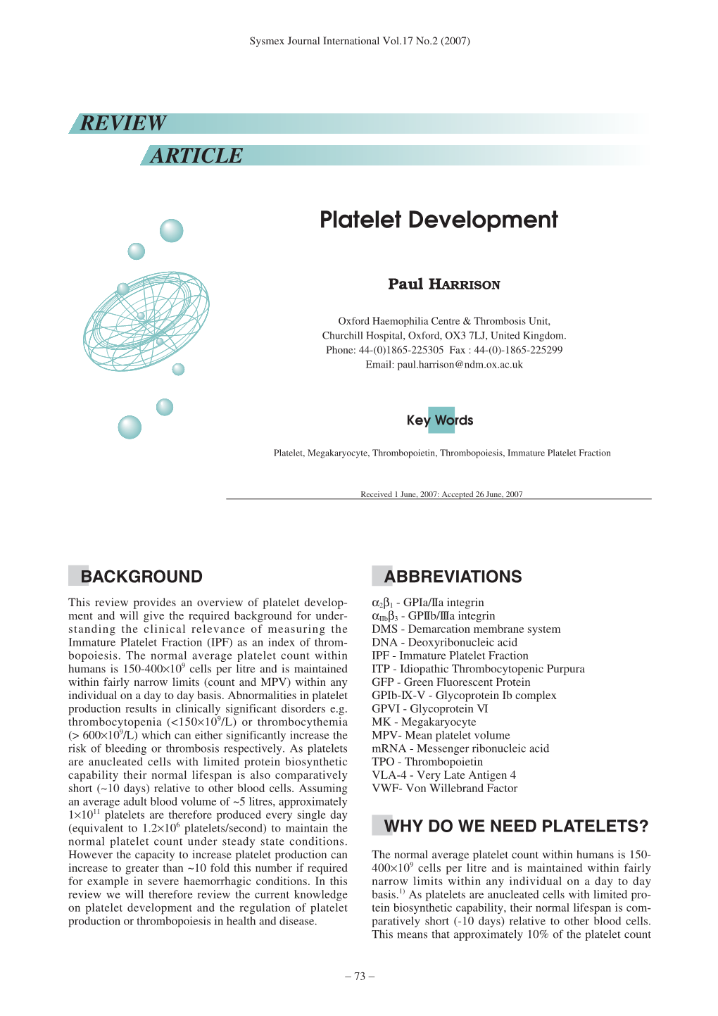 Platelet Development