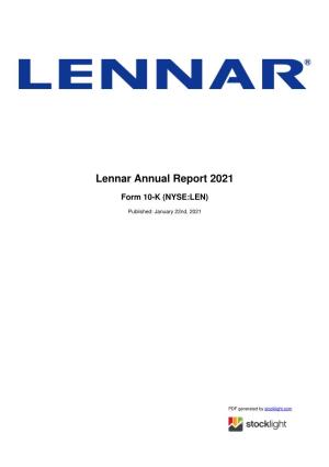 Lennar Annual Report 2021