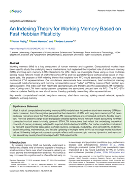 An Indexing Theory for Working Memory Based on Fast Hebbian Plasticity
