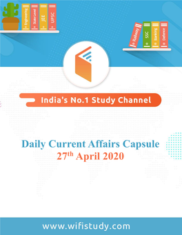 Title Title Daily Current Affairs Capsule 27Th April 2020