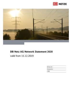 DB Netz AG Network Statement 2020 Valid from 15.12.2019