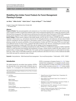 Modelling Non-Timber Forest Products for Forest Management Planning in Europe