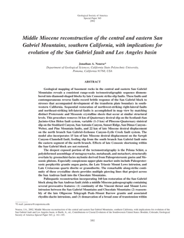 Middle Miocene Reconstruction of the Central and Eastern San Gabriel