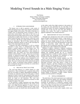 Modeling Vowel Sounds in a Male Singing Voice
