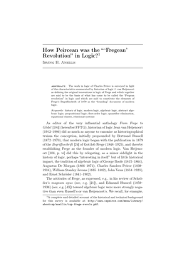 How Peircean Was the “'Fregean' Revolution” in Logic?1
