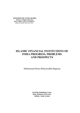 Islamic Financial Institutions of India Progress, Problems and Prospects