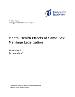 Mental Health Effects of Same-Sex Marriage Legalization
