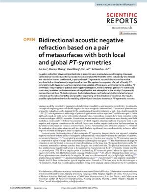 Bidirectional Acoustic Negative Refraction Based on a Pair Of