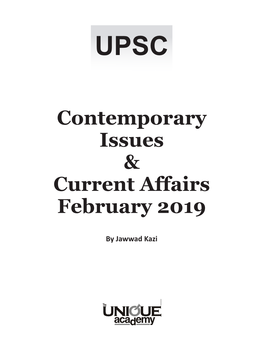 Contemporary Issues & Current Affairs February 2019