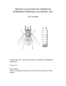 Species Accounts of European Syrphidae (Diptera), Glasgow 2011