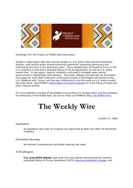 Weekly Wire 10 29 08