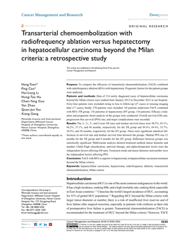 Transarterial Chemoembolization with Radiofrequency Ablation Versus Hepatectomy in Hepatocellular Carcinoma Beyond the Milan Criteria: a Retrospective Study