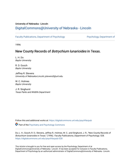 New County Records of Botrychium Lunarioides in Texas