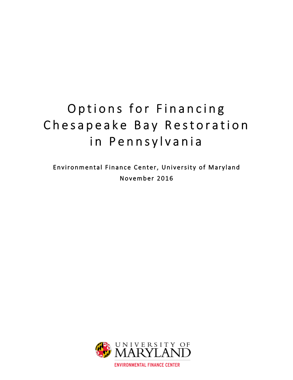 Options for Financing Chesapeake Bay Restoration in Pennsylvania