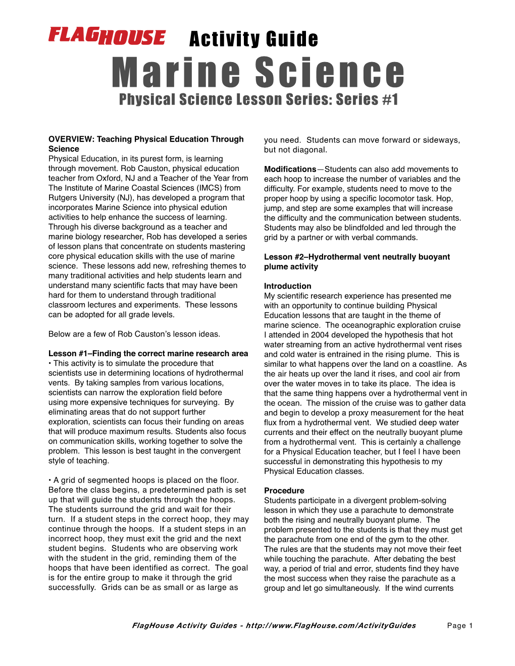 Marine Science Physical Science Lesson Series: Series #1