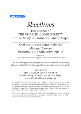 Odd Rocks in the Outer Hebrides” Michael Spencer Sheetlines, 114 (April 2019), Pp8-15 Stable URL