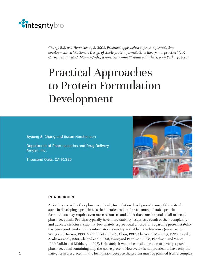 Practical Approaches to Protein Formulation Development