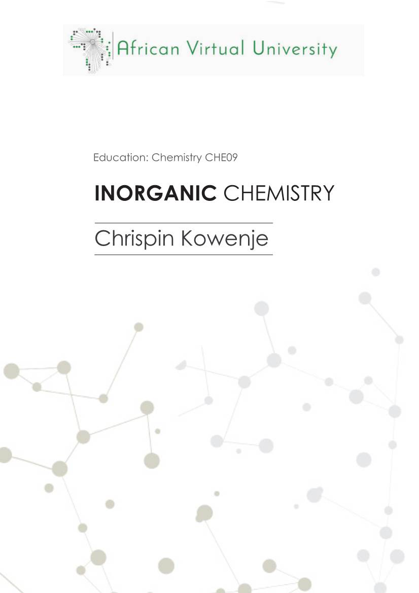 INORGANIC CHEMISTRY Chrispin Kowenje