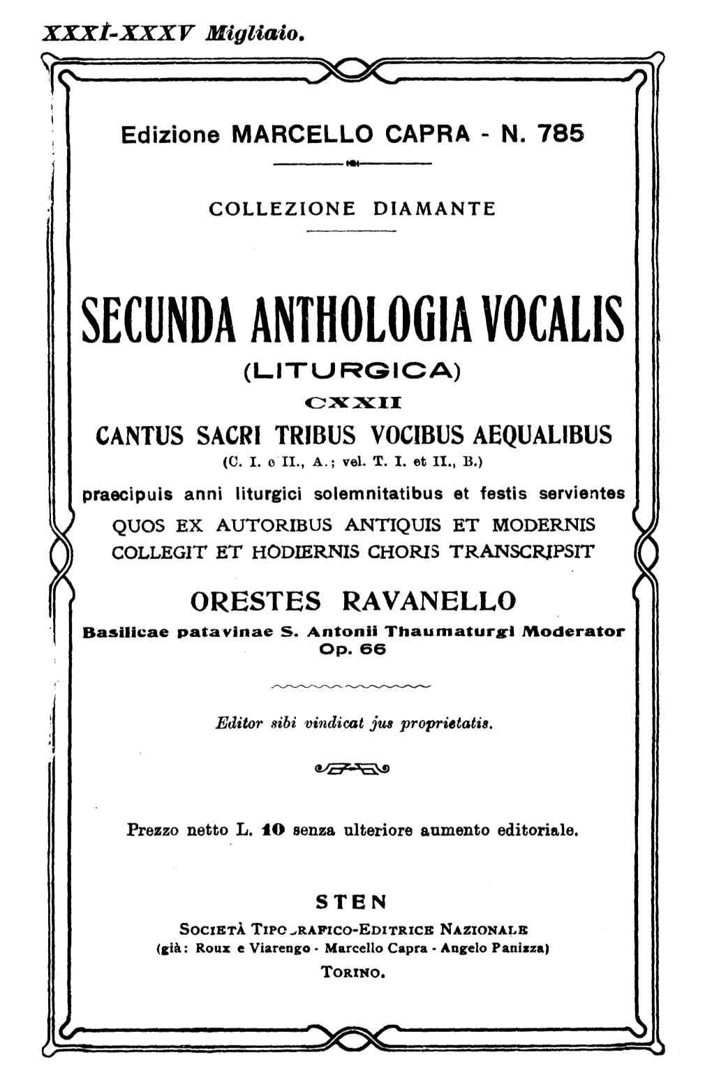 Secunda Anthologia Vocalis (Liturgica)