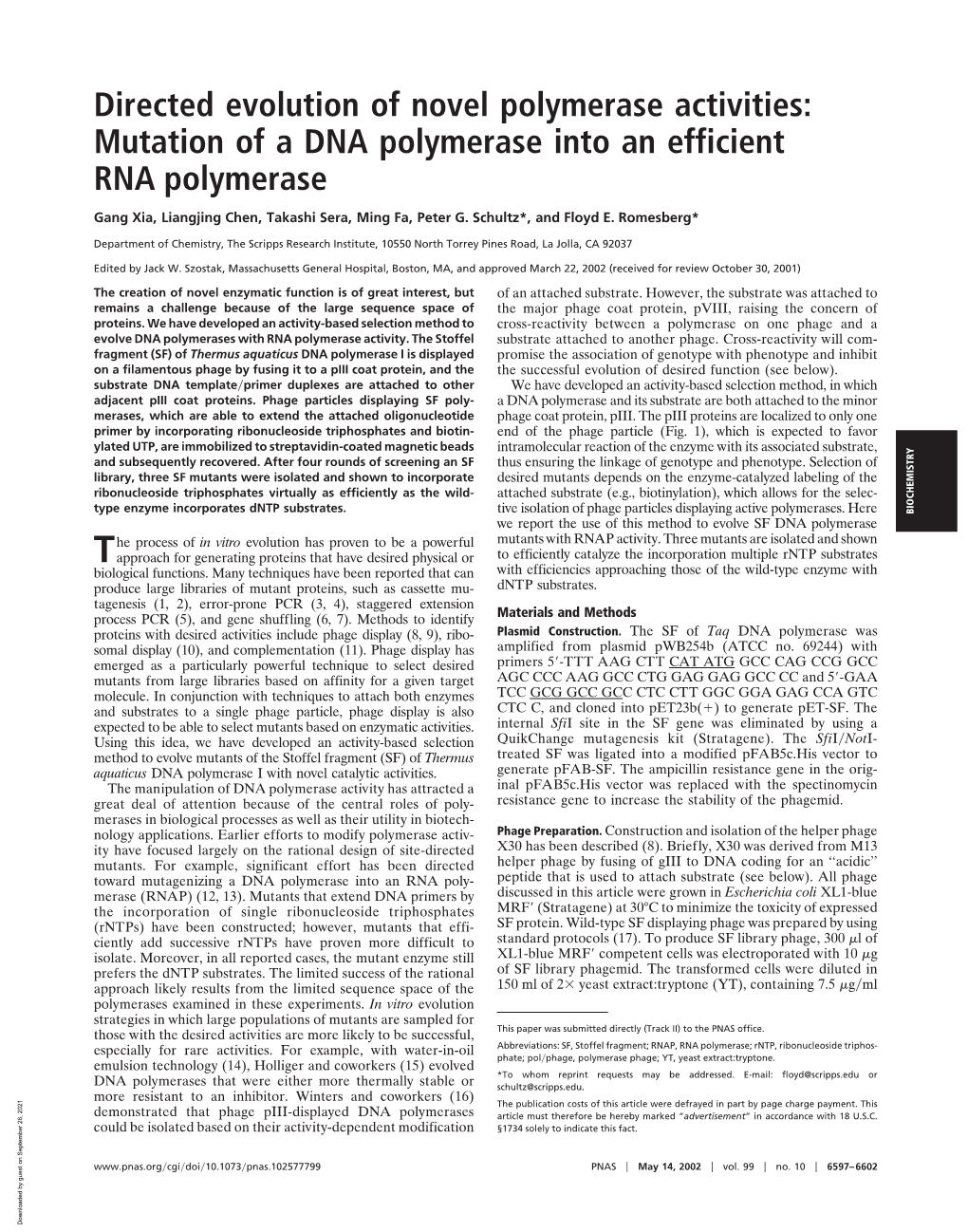 Mutation of a DNA Polymerase Into an Efficient RNA Polymerase