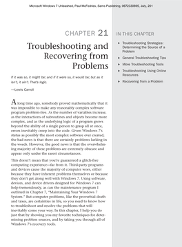 Troubleshooting and Recovering from Problems