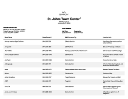 Complete List of Stores Located at St. Johns Town Center