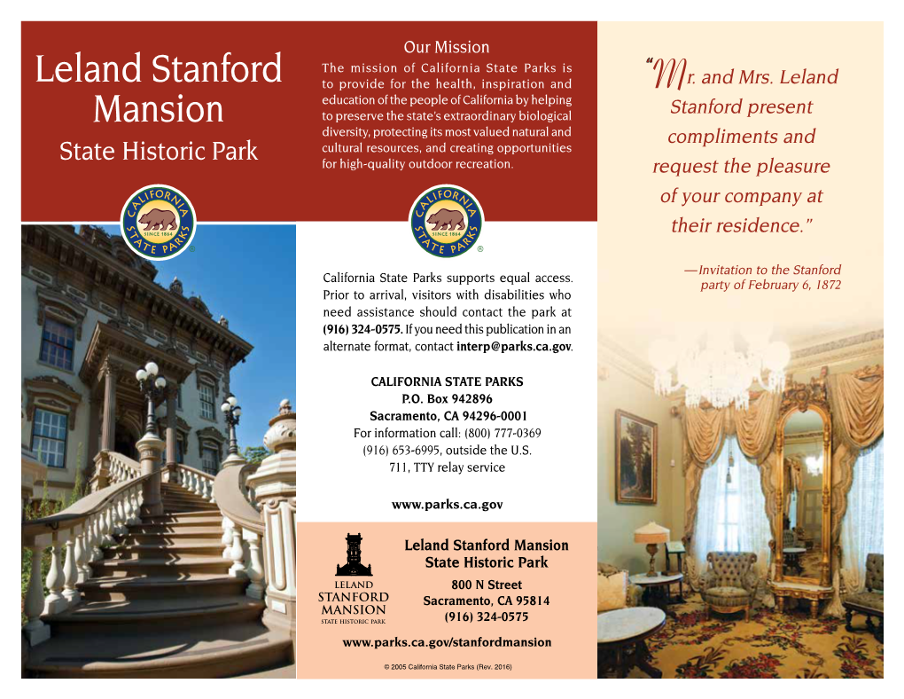 The Leland Stanford Mansion Several Properties That Would Become Foundation Was Formed As Part of a Stanford University