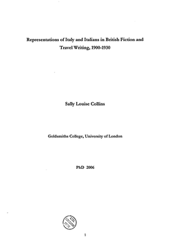 Representations of Italy and Italians in British Fiction and Travel Writing, 1900-1930