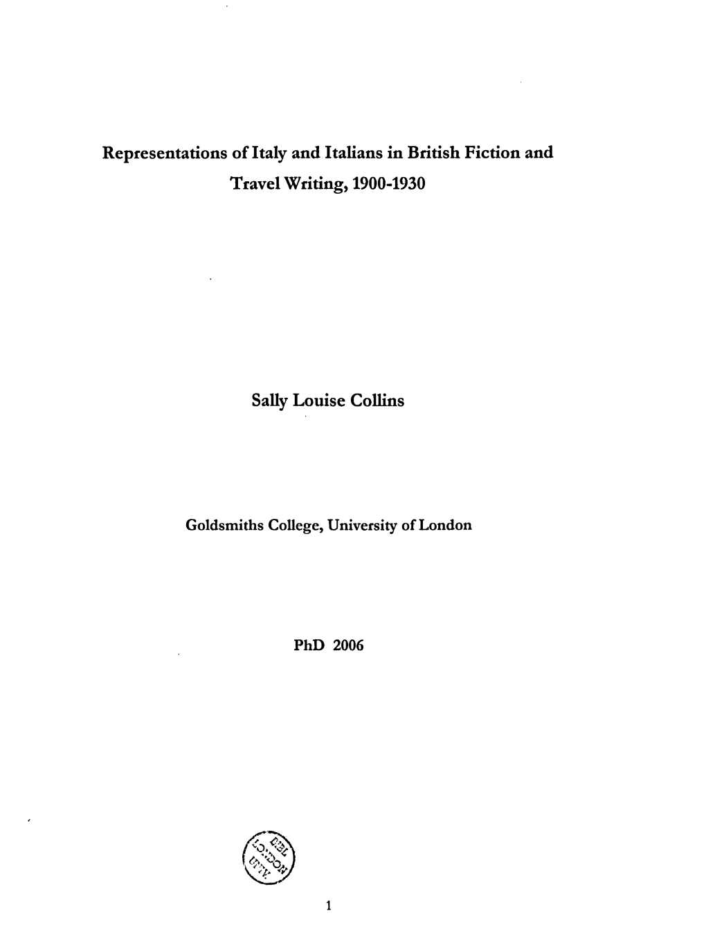 Representations of Italy and Italians in British Fiction and Travel Writing, 1900-1930