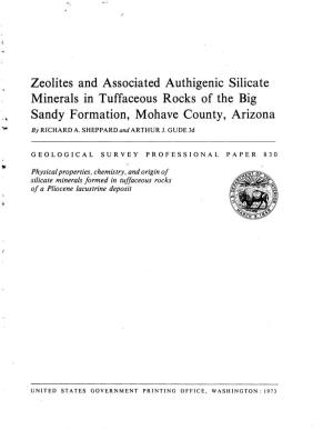 Zeolites and Associated Authigenic Silicate Minerals in Tuffaceous Rocks of the Big Sandy· Formation, Mohave County, Arizona