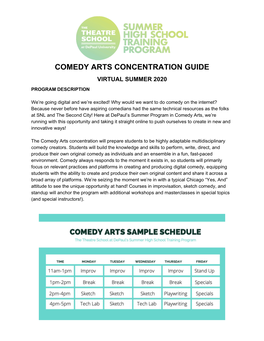 Comedy Arts Concentration Guide Virtual Summer 2020 Program Description