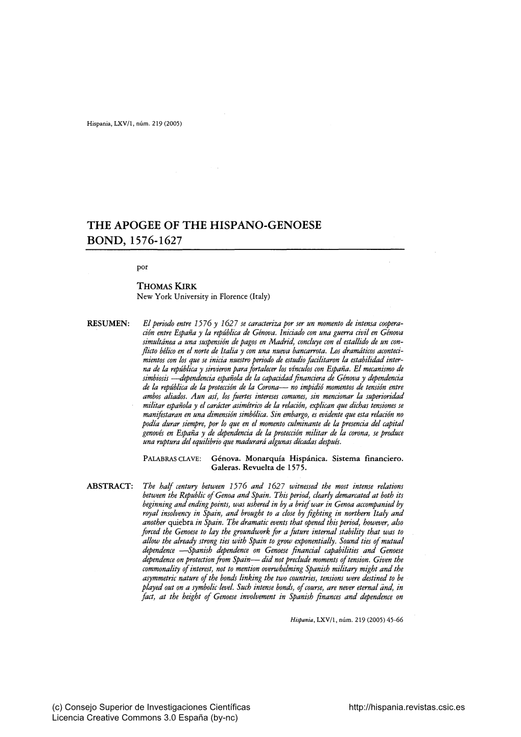 The Apogee of the Hispano-Genoese Bond, 1576-1627